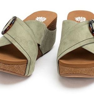 Yellow Box Wedge Sandals